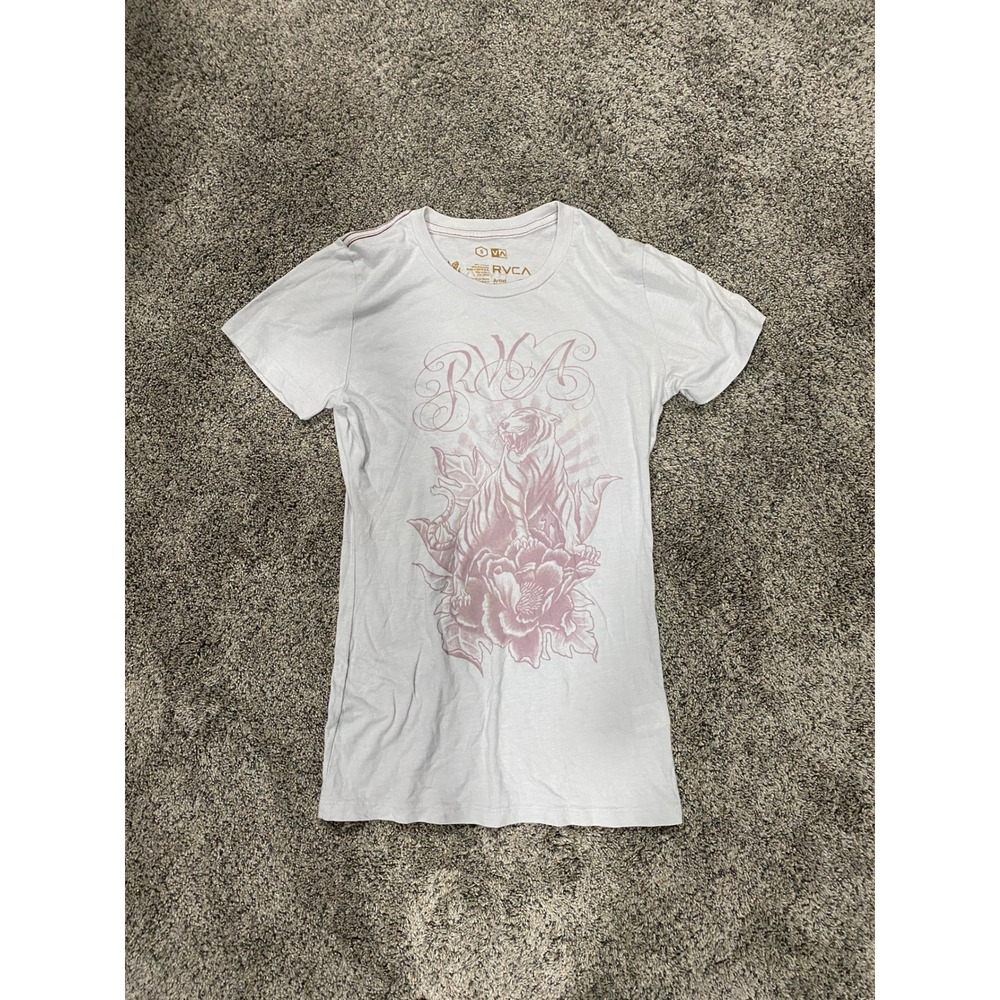 RVCA T-Shirt Artist Network Program Tim Hendricks Tiger Graphic White Small Exc